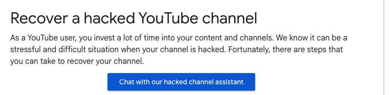 Official YouTube Help page: Recover a hacked YouTube channel